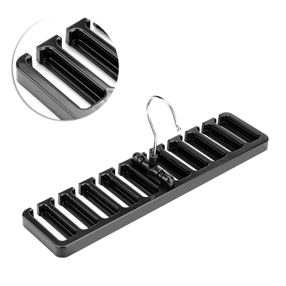 10 Slot Tie Belt Scarf Rack Organizer Sturdy Plastic Closet Wardrobe Space Saver Black