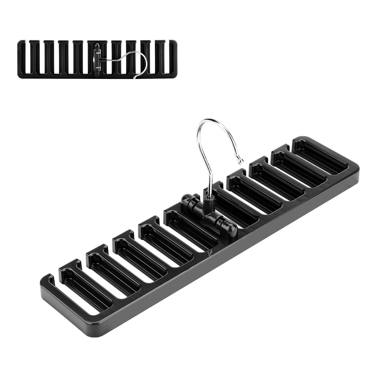 10 Slot Tie Belt Scarf Rack Organizer Sturdy Plastic Closet Wardrobe Space Saver Black