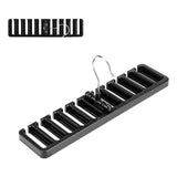 10 Slot Tie Belt Scarf Rack Organizer Sturdy Plastic Closet Wardrobe Space Saver Black