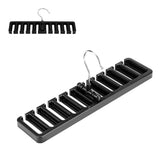 10 Slot Tie Belt Scarf Rack Organizer Sturdy Plastic Closet Wardrobe Space Saver Black - Extra Image