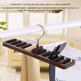 10 Slot Tie Belt Scarf Rack Organizer Sturdy Plastic Closet Wardrobe Space Saver Brown - Side View