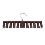 10 Slot Tie Belt Scarf Rack Organizer Sturdy Plastic Closet Wardrobe Space Saver Brown - 45-Degree Angle