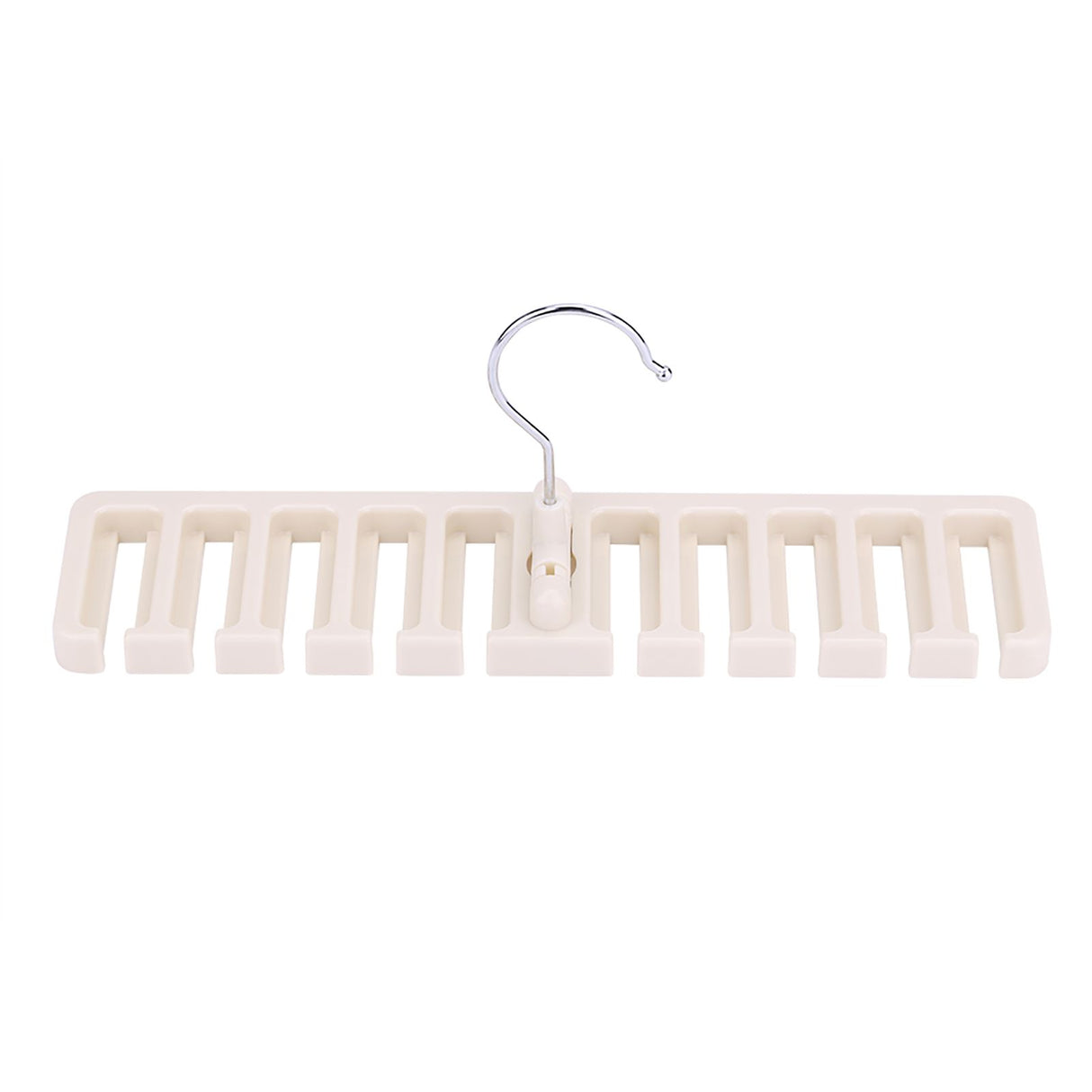 10 Slot Tie Belt Scarf Rack Organizer Sturdy Plastic Closet Wardrobe Space Saver Beige