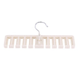 10 Slot Tie Belt Scarf Rack Organizer Sturdy Plastic Closet Wardrobe Space Saver Beige - 45-Degree Angle
