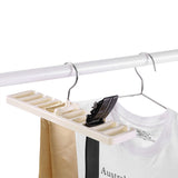 10 Slot Tie Belt Scarf Rack Organizer Sturdy Plastic Closet Wardrobe Space Saver Beige - Rear View