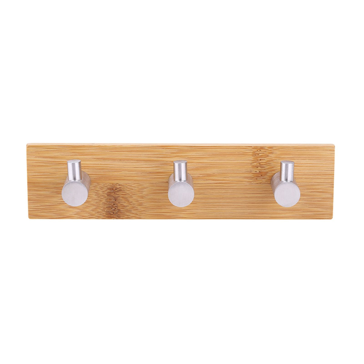 Natural Bamboo Stainless Steel Wall Hanger Hook Bag Key Towel Hanger Kitchen Three Hook