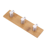 Natural Bamboo Stainless Steel Wall Hanger Hook Bag Key Towel Hanger Kitchen Three Hook - 45-Degree Angle