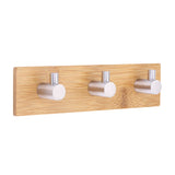 Natural Bamboo Stainless Steel Wall Hanger Hook Bag Key Towel Hanger Kitchen Three Hook