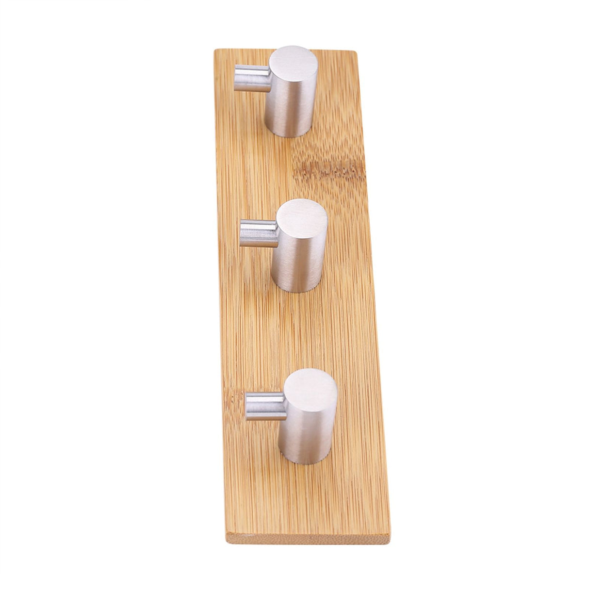 Natural Bamboo Stainless Steel Wall Hanger Hook Bag Key Towel Hanger Kitchen Three Hook