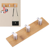 Natural Bamboo Stainless Steel Wall Hanger Hook Bag Key Towel Hanger Kitchen Three Hook