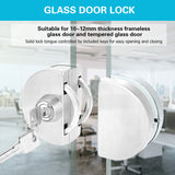 Stainless Steel 10~12mm Glass Door Lock with Keys Open/Close Home Hotel Bathroom Use