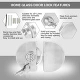 Stainless Steel 10~12mm Glass Door Lock with Keys Open/Close Home Hotel Bathroom Use