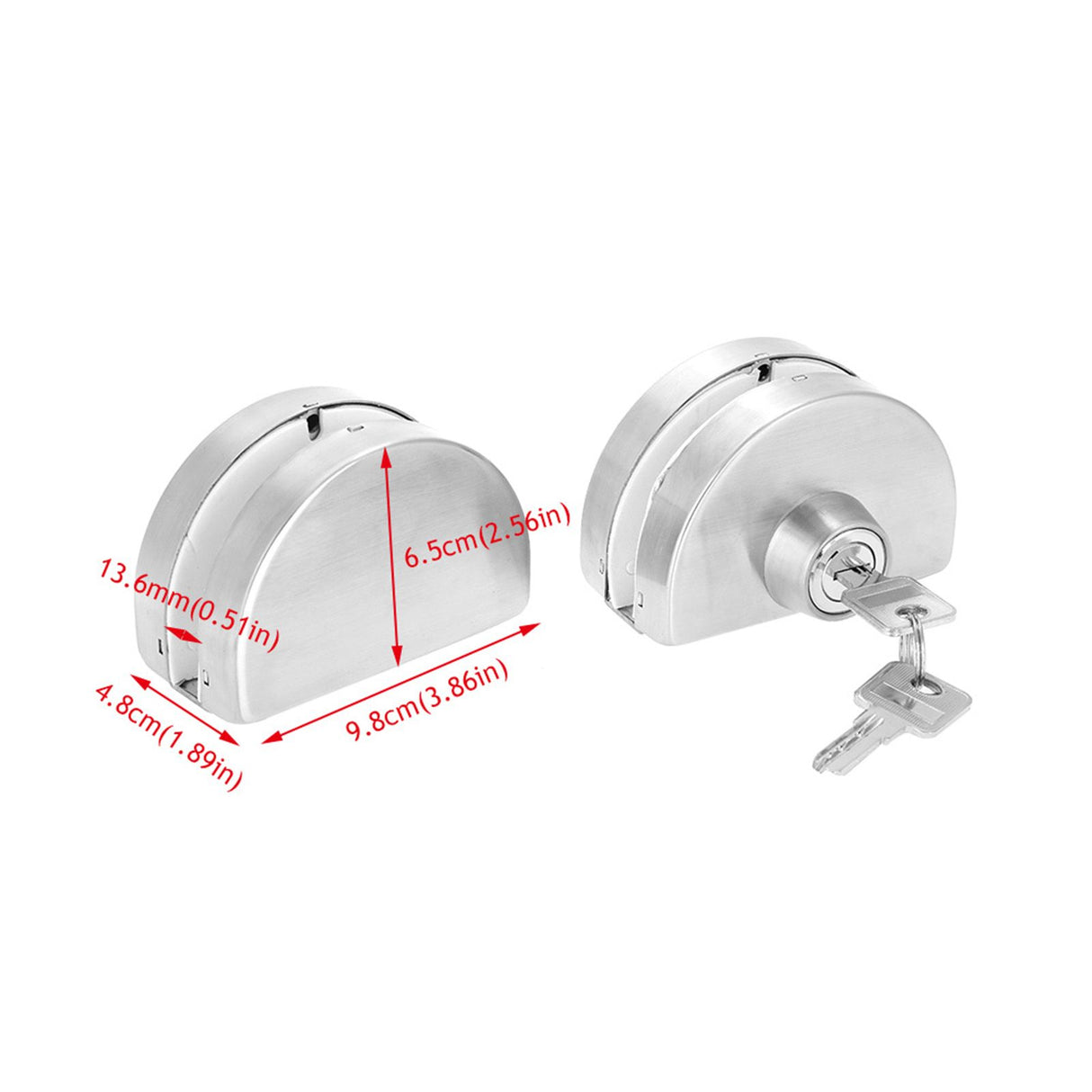 Stainless Steel 10~12mm Glass Door Lock with Keys Open/Close Home Hotel Bathroom Use