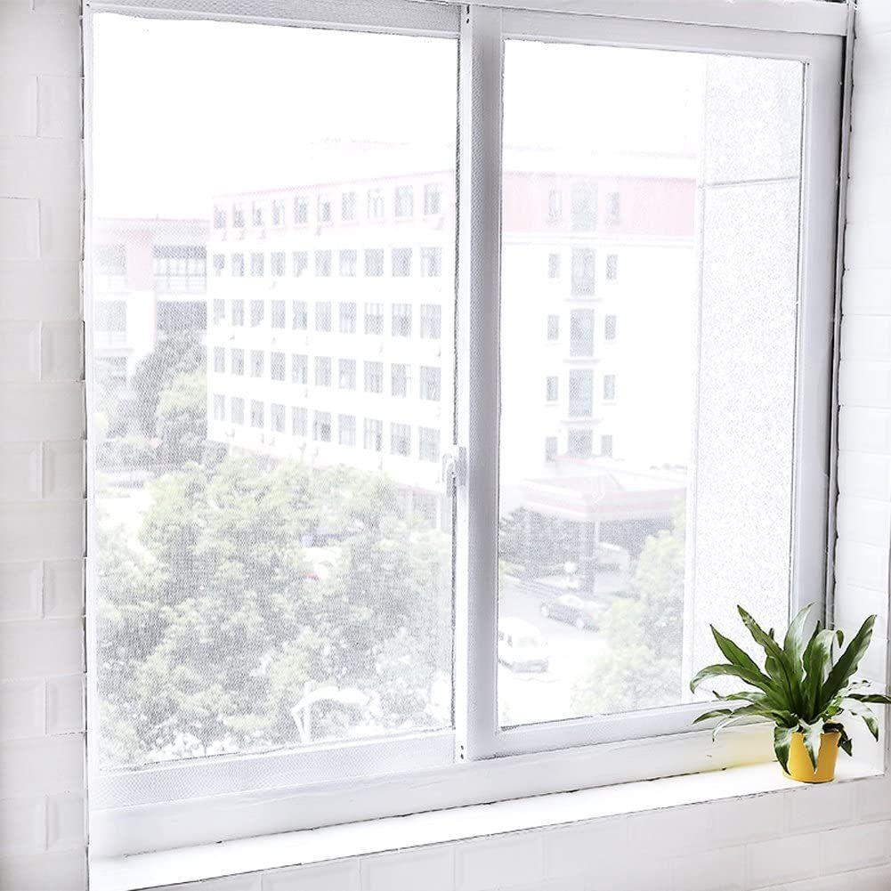 Self Adhesive Window Screening Mesh Anti Mosquito Bugs Flies Insects Room Curtain(130*150cm)