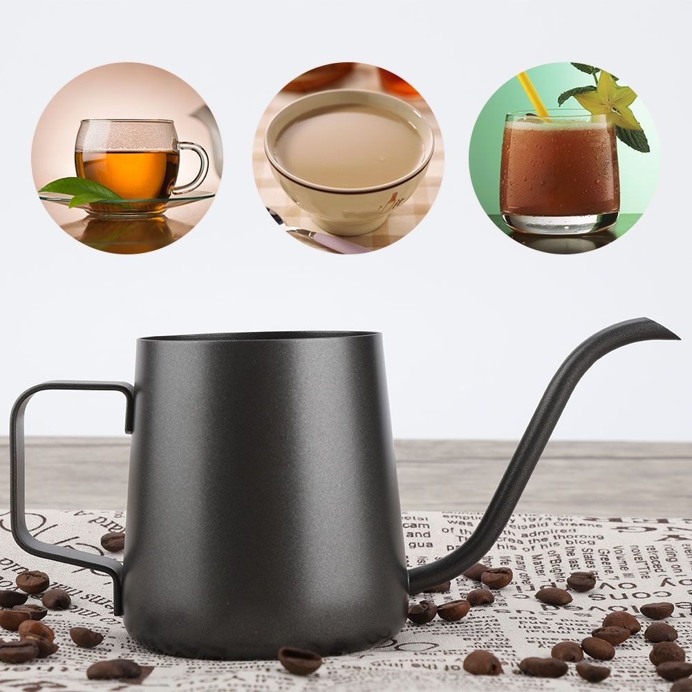 350 ml Stainless Steel Gooseneck Pour Over Drip Coffee Maker Tea Coffee Cup Pot Black