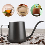 350 ml Stainless Steel Gooseneck Pour Over Drip Coffee Maker Tea Coffee Cup Pot Black - 45-Degree Angle