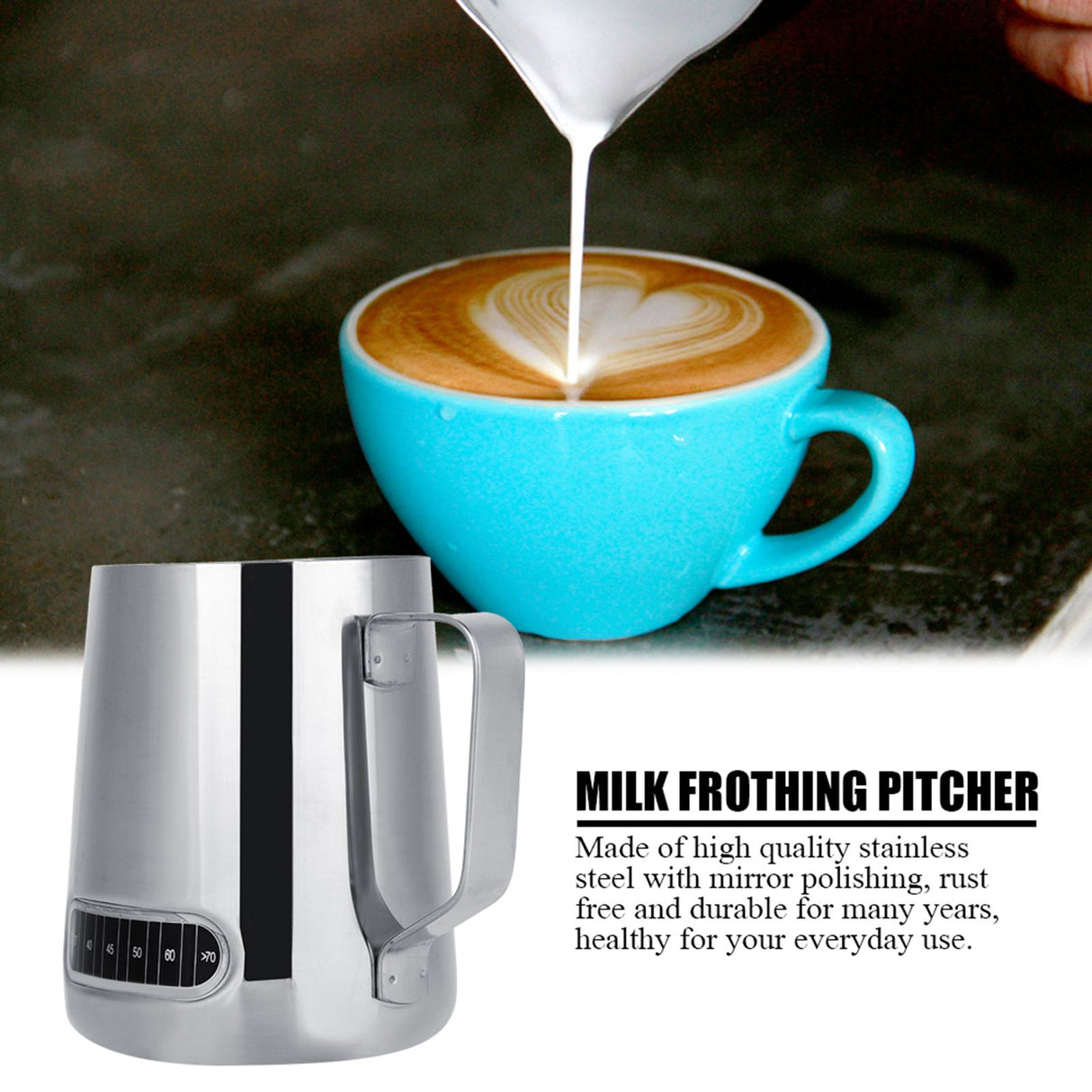 600ml Stainless Steel Milk Frothing Pitcher Espresso Coffee Cup Mugs with Measurement