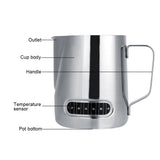 600ml Stainless Steel Milk Frothing Pitcher Espresso Coffee Cup Mugs with Measurement - Close-Up Angle