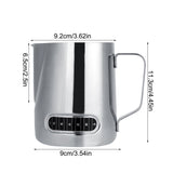 600ml Stainless Steel Milk Frothing Pitcher Espresso Coffee Cup Mugs with Measurement - Low Angle
