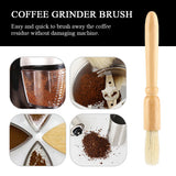 Coffee Grinder Machine Cleaning Brush Solid Wooden Handle Practical Cleaner Tool Accessory - Side View