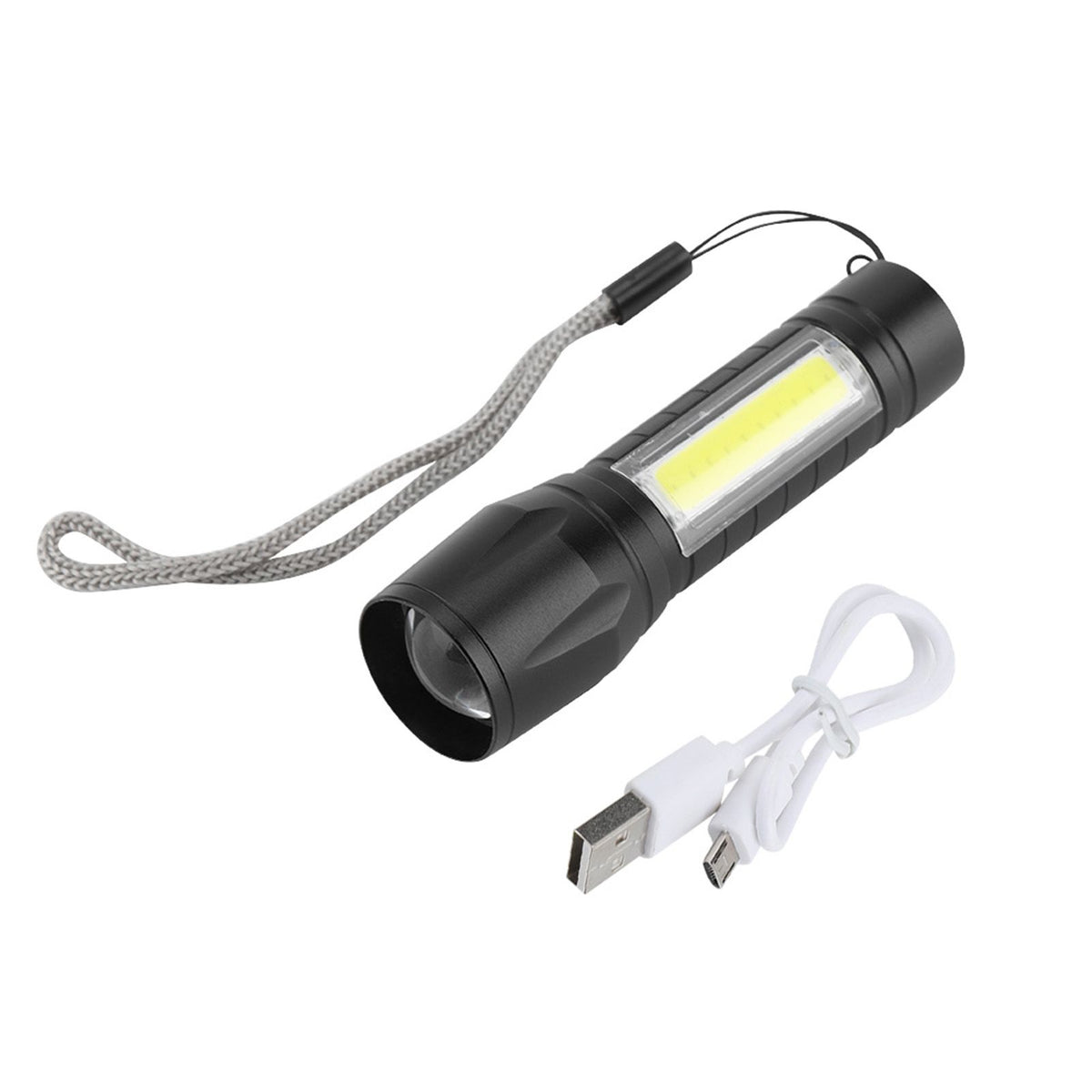 Portable XPE + COB Waterproof Telescopic Zoom 3 Modes LED Torch Outdoor