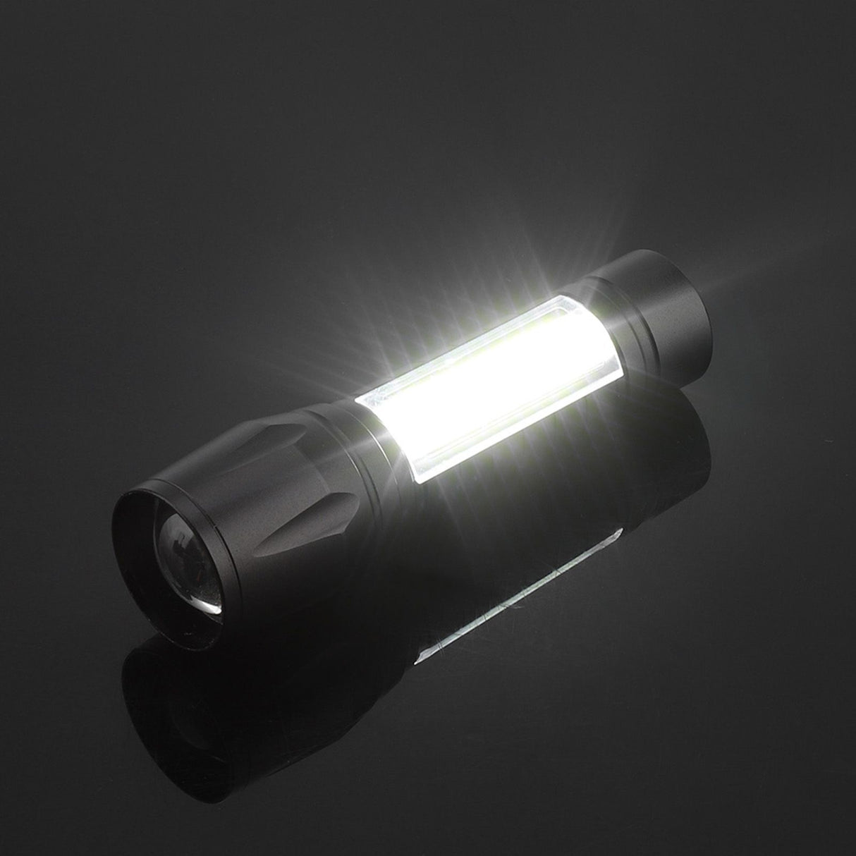 Portable XPE + COB Waterproof Telescopic Zoom 3 Modes LED Torch Outdoor