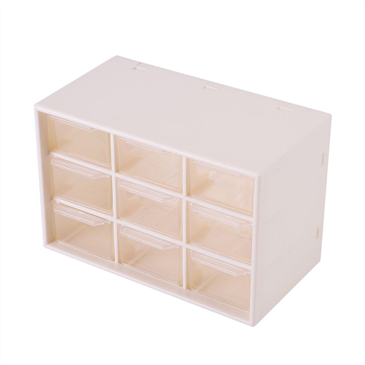 Portable Plastic 9 Lattice Mini Cabinets Drawer Jewelry Cosmetic Storage Box White