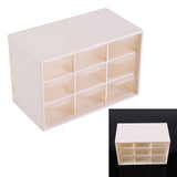 Portable Plastic 9 Lattice Mini Cabinets Drawer Jewelry Cosmetic Storage Box White - Low Angle