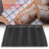 Silicone Oblong Shape Bread Molds Baguette Pan French Bakeware Tray - Front View