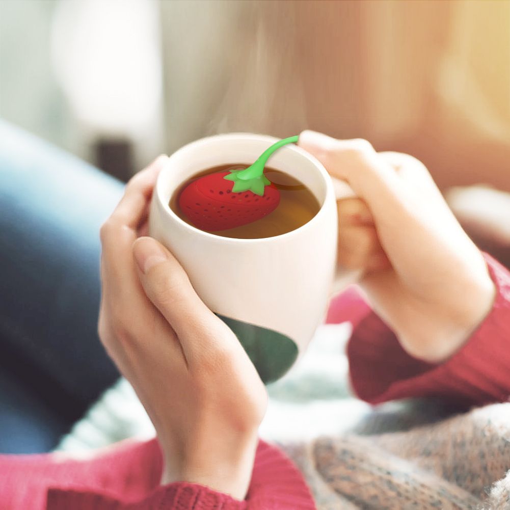 Cute Silicone Tea Infuser Food Grade Strawberry Shape Design Tea Filter Funny Tea Strainer