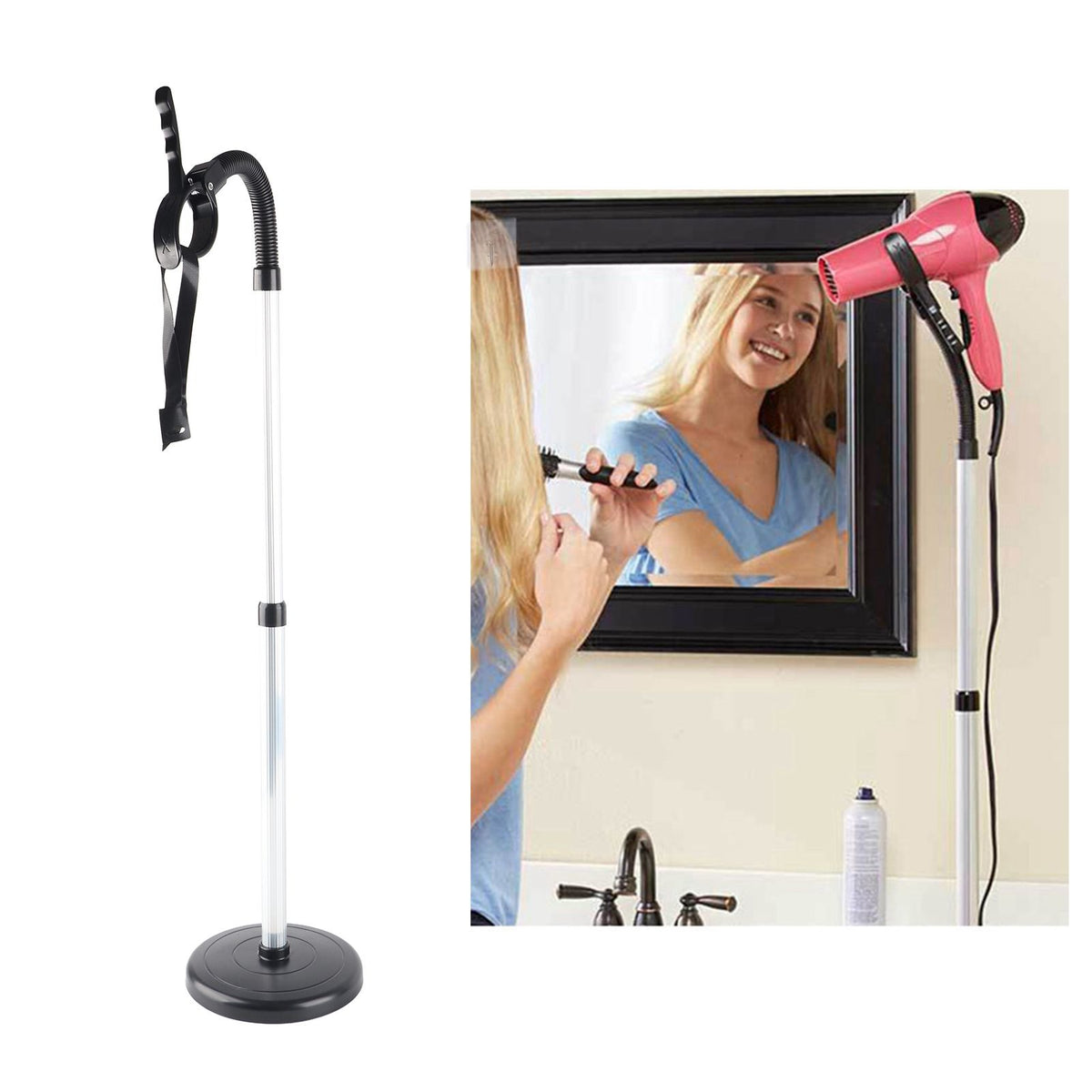 Hair Dryer Stand with Adjustable Height and Stable Base Women Pets Air Blower Holder