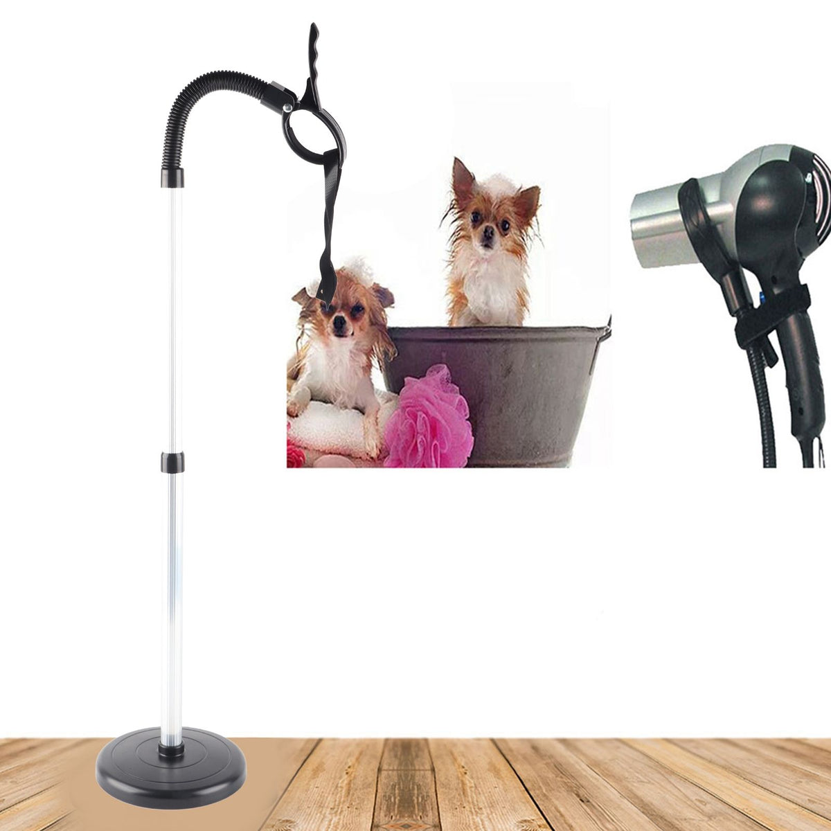 Hair Dryer Stand with Adjustable Height and Stable Base Women Pets Air Blower Holder
