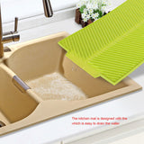 Rectangle Silicone Drain Mat Drying Dishes Pad Heat Resistant Slip proof Tray(Green)