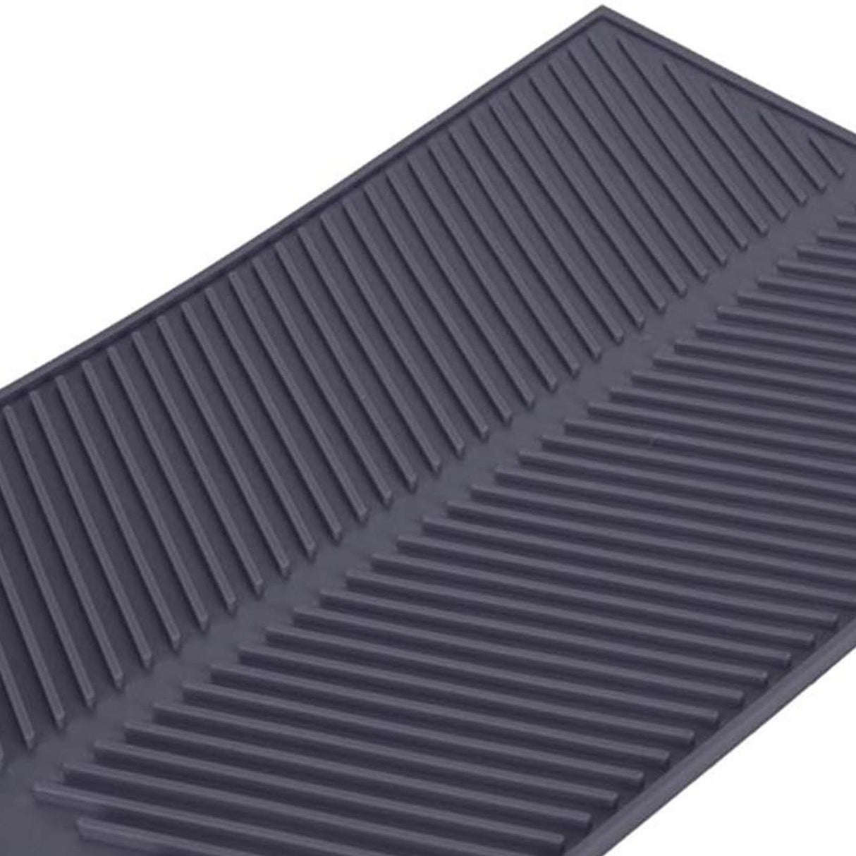 Rectangle Silicone Drain Mat Drying Dishes Pad Heat Resistant Slip proof Tray(Grey)