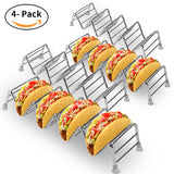 Taco Holder Set of 4, Premium Stainless Steel Taco Stand Rack for Kids Hard or Soft Shell Tacos