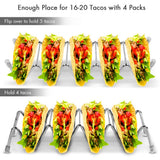 Taco Holder Set of 4, Premium Stainless Steel Taco Stand Rack for Kids Hard or Soft Shell Tacos - Front View