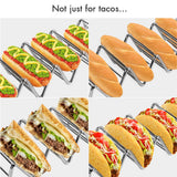 Taco Holder Set of 4, Premium Stainless Steel Taco Stand Rack for Kids Hard or Soft Shell Tacos - Top-Down View