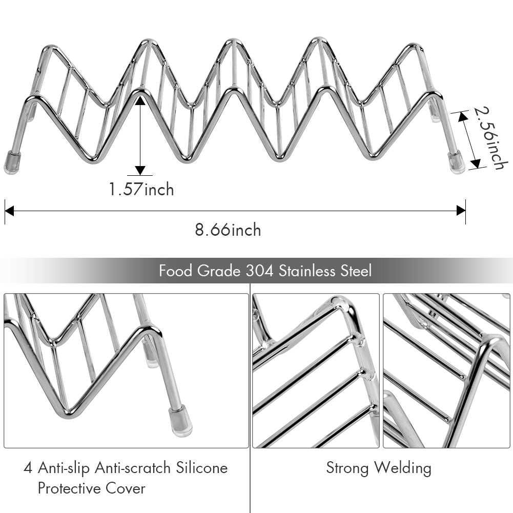 Taco Holder Set of 4, Premium Stainless Steel Taco Stand Rack for Kids Hard or Soft Shell Tacos