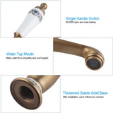 Floral Pattern Single Handle Mixer Tap Cold/Hot Water Faucet for Bathroom Basin Sink (Antique) - 45-Degree Angle