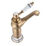 Floral Pattern Single Handle Mixer Tap Cold/Hot Water Faucet for Bathroom Basin Sink (Antique)