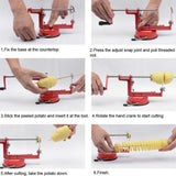 Stainless Steel Hand Crank Manual Spiral Potato Chips Twister Cutter Suction Base Kitchen Tool