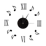 Musical Note Wall Clock with Vinyl CD Dial Plate and 3D Roman Numerals for Home Decor