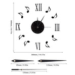 Musical Note Wall Clock with Vinyl CD Dial Plate and 3D Roman Numerals for Home Decor