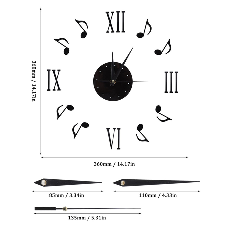 Musical Note Wall Clock with Vinyl CD Dial Plate and 3D Roman Numerals for Home Decor