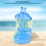 Portable Children Kids Mesh Drawstring Backpack Outdoor Beach Shell Toy Storage Bag (Blue)