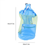 Portable Children Kids Mesh Drawstring Backpack Outdoor Beach Shell Toy Storage Bag (Blue) - 45-Degree Angle