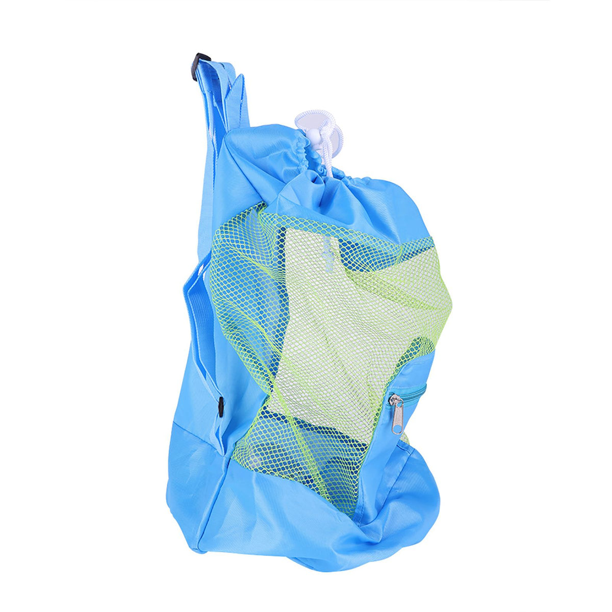Portable Children Kids Mesh Drawstring Backpack Outdoor Beach Shell Toy Storage Bag (Blue)