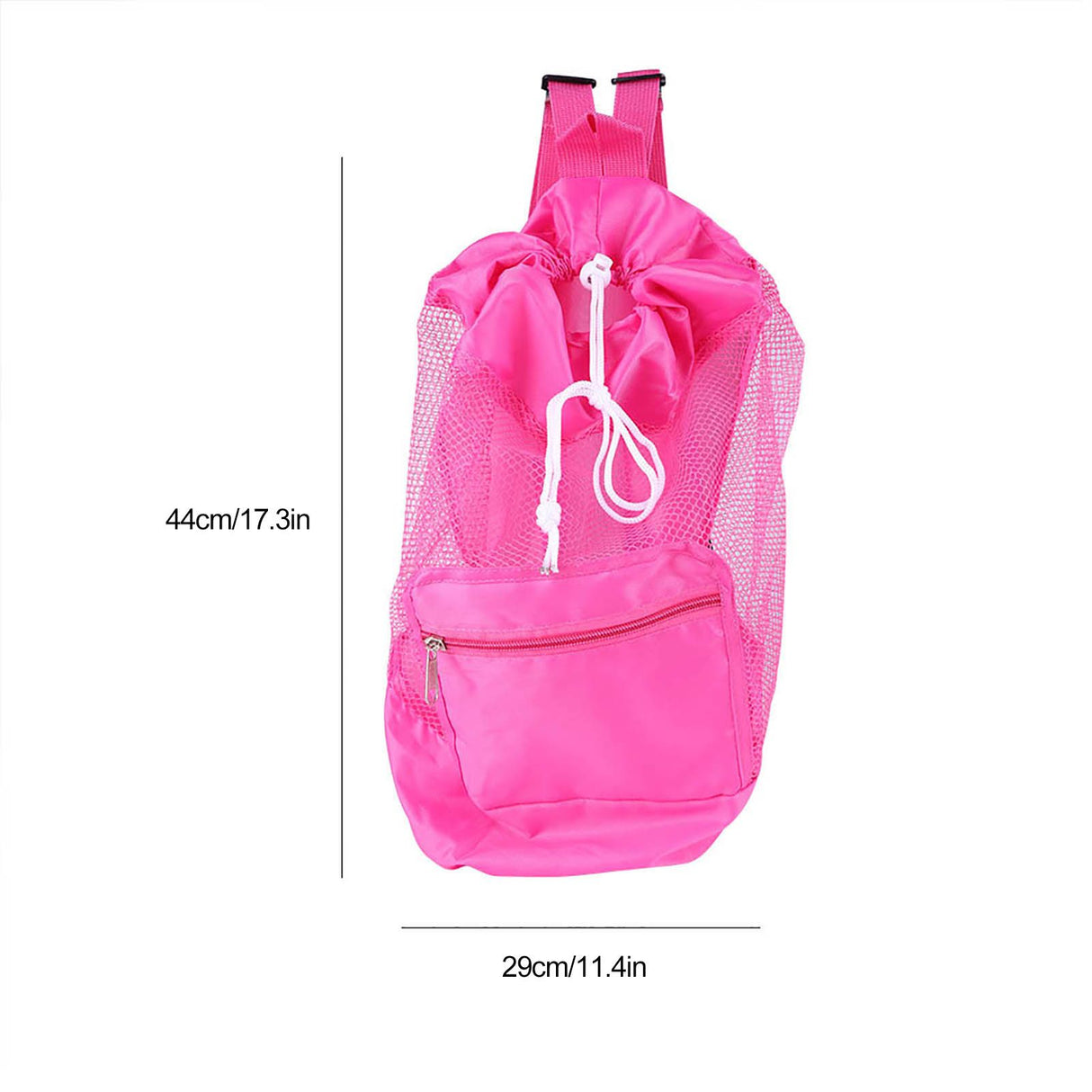 Portable Children Kids Mesh Drawstring Backpack Outdoor Beach Shell Toy Storage Bag (Pink)