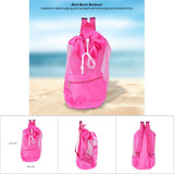 Portable Children Kids Mesh Drawstring Backpack Outdoor Beach Shell Toy Storage Bag (Pink)