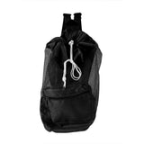 Portable Children Kids Mesh Drawstring Backpack Outdoor Beach Shell Toy Storage Bag (Black) - Rear View